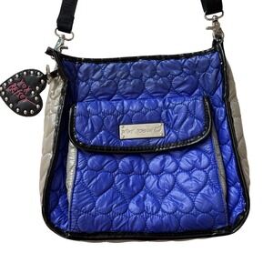 Betsey Johnson Quilted Heart Blue Cross Body Bag Y2K Aesthetic Dopamine Dressing